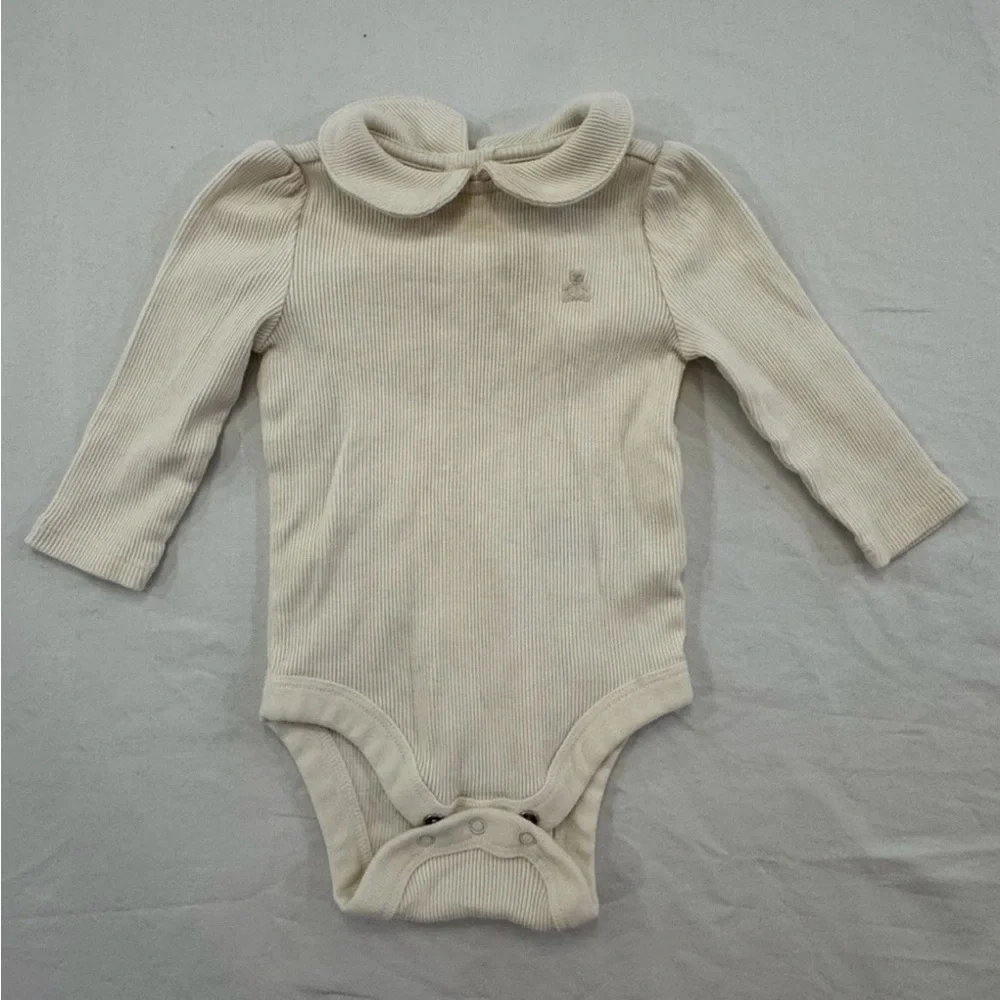 Cream Long Sleeve Baby Onesie‎